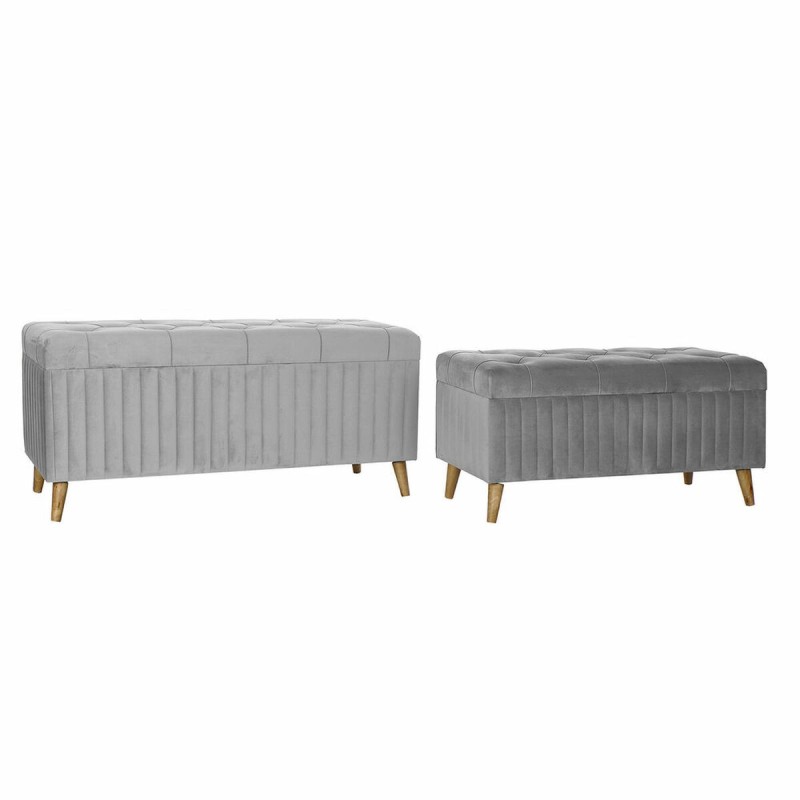 Banquette DKD Home Decor   Gris Marron Polyester Velours (122 x 50 x 58 cm) - Acheter à 221,64 € seulement chez Collector's Bout