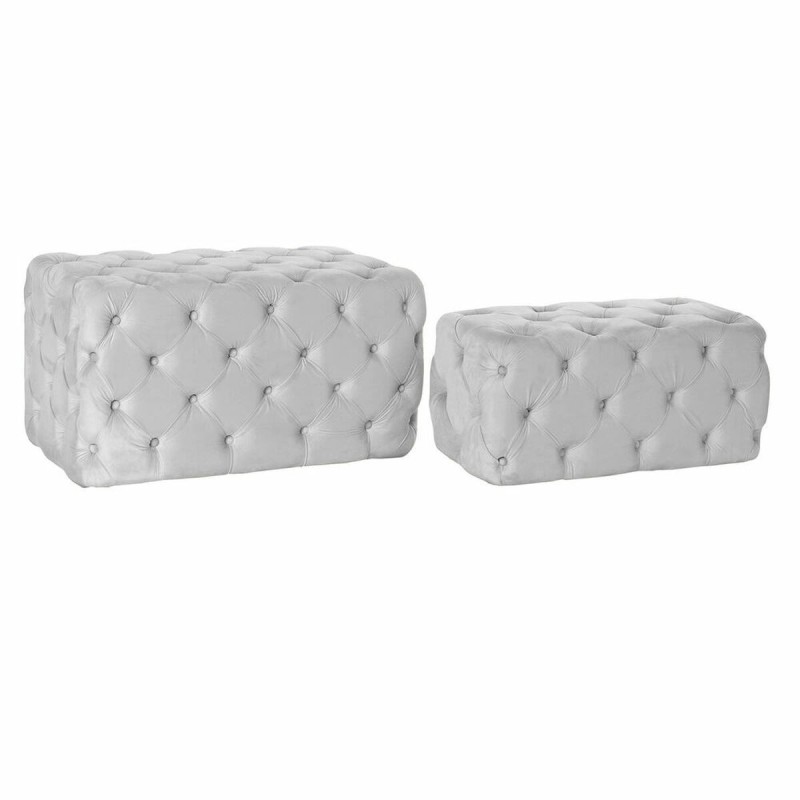 Banquette DKD Home Decor   Gris Polyester Velours Bois MDF (88 x 53 x 48 cm) - Acheter à 246,82 € seulement chez Collector's Bou