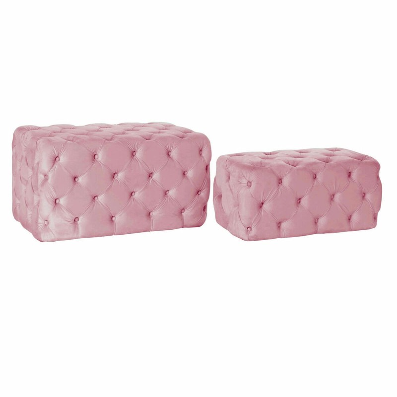 Banquette DKD Home Decor   Rose Polyester Velours Bois MDF (88 x 53 x 47,76 cm) - Acheter à 246,82 € seulement chez Collector's 