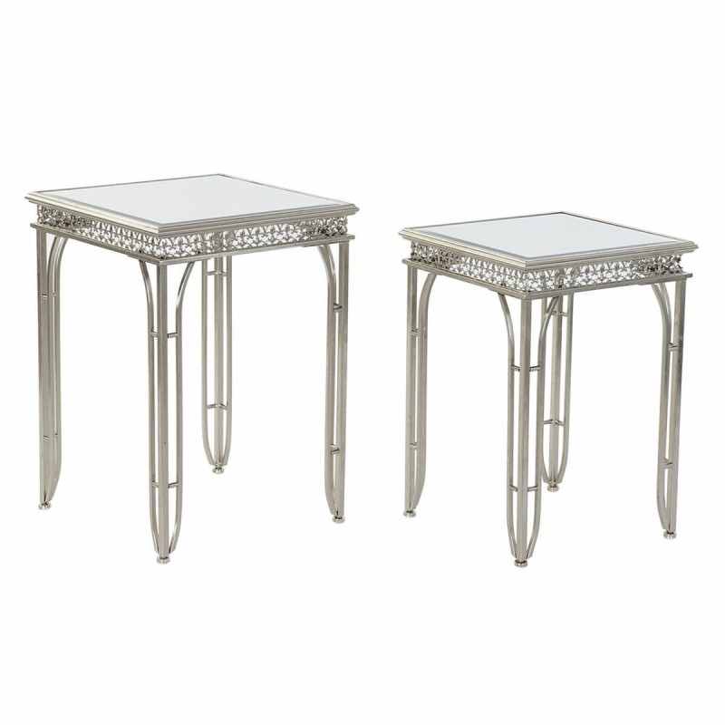 Table d'appoint DKD Home Decor Miroir Argenté Métal (40 x 40 x 56 cm) (2 pcs) (35 x 35 x 51 cm) - Acheter à 129,20 € seulement c