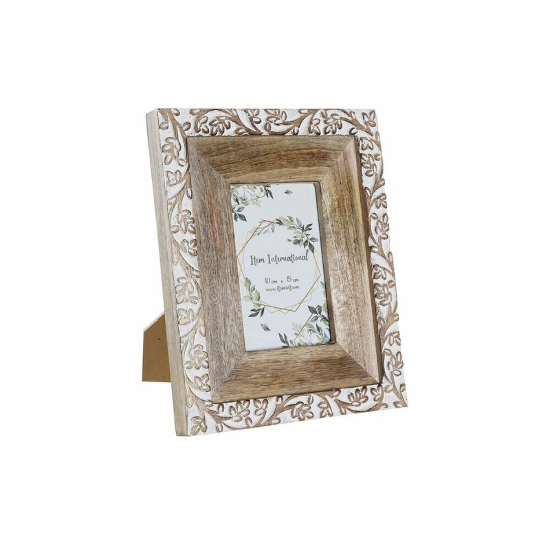 Cadre photo DKD Home Decor Verre Marron Blanc Bois de manguier Cottage (21 x 2,5 x 26,5 cm) (10 x 15 cm) - Acheter à 13,15 € seu