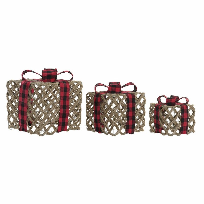 Boîte Cadeau DKD Home Decor Noël Jute (3 pcs) (26 x 26 x 31 cm) - Acheter à 45,84 € seulement chez Collector's Boutique