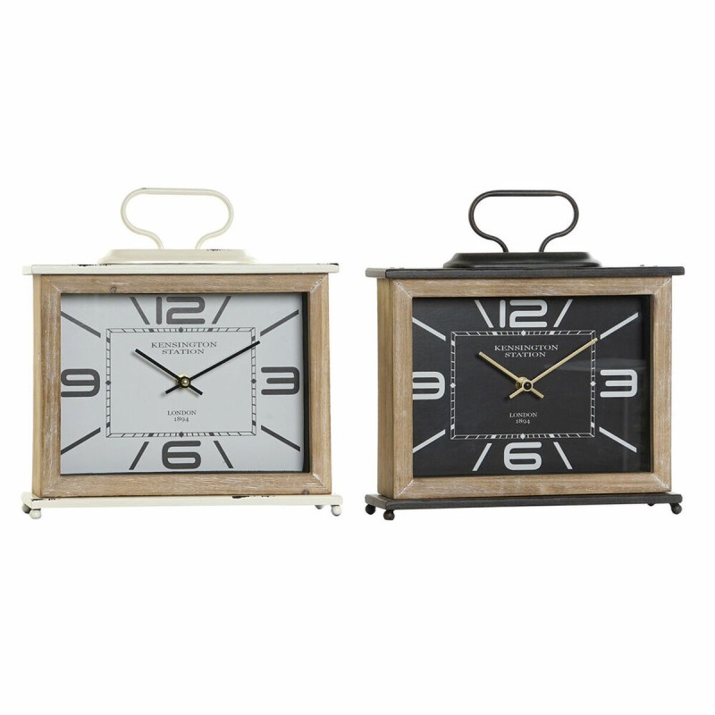 Horloge de table DKD Home Decor Noir Métal Blanc Bois MDF (28 x 8 x 29.5 cm) (2 pcs) - Acheter à 55,28 € seulement chez Collecto