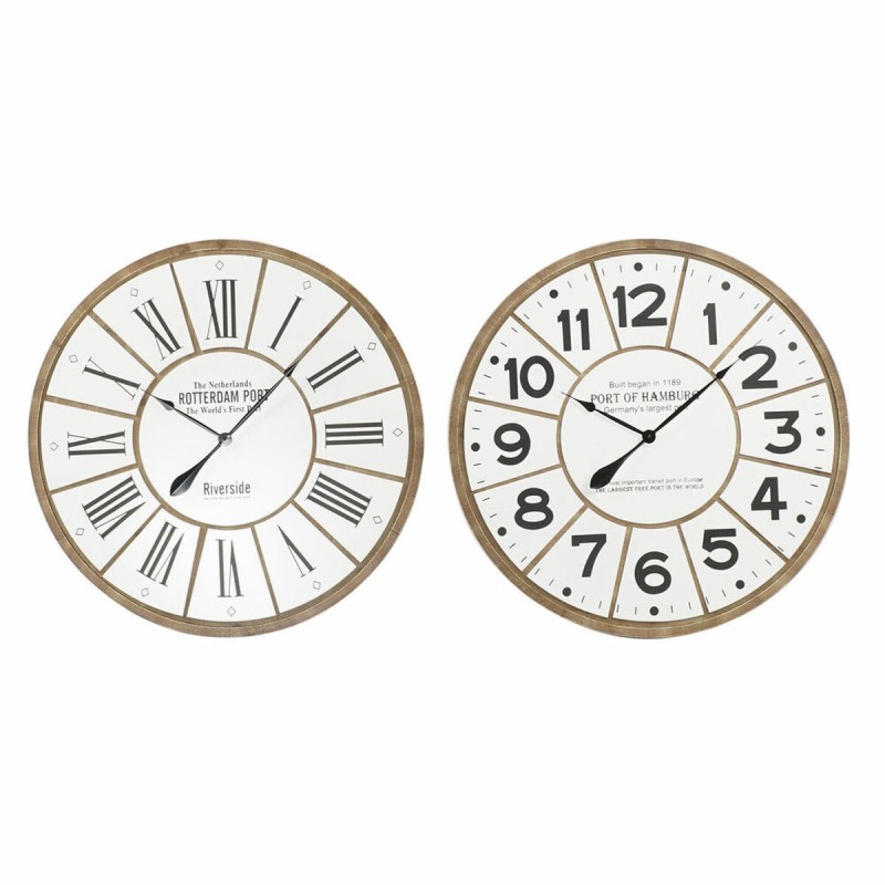 Horloge Murale DKD Home Decor Blanc Marron Bois MDF (2 pcs) (80 x 4.5 x 80 cm) - Acheter à 122,21 € seulement chez Collector's B