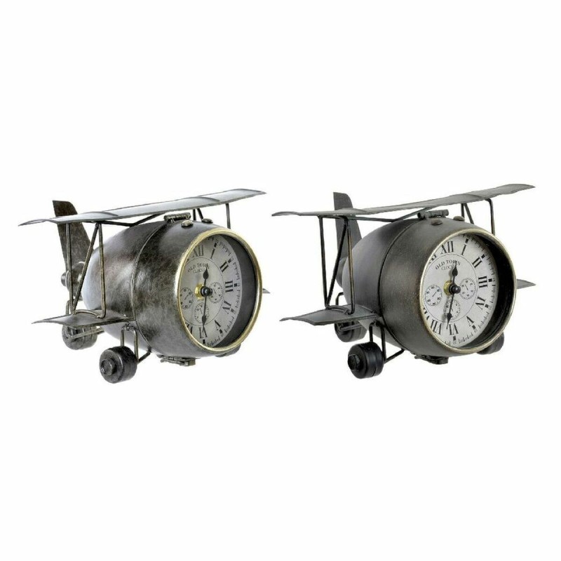 Horloge de table DKD Home Decor Avion Verre Gris Vert Fer (26 x 21 x 15 cm) (2 pcs) - Acheter à 48,46 € seulement chez Collector