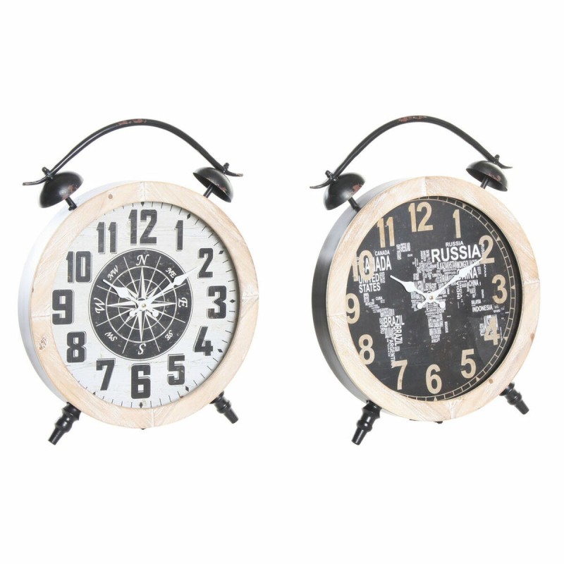 Horloge de table DKD Home Decor Noir Fer Bois MDF (41 x 6.5 x 52.5 cm) (2 pcs) - Acheter à 69,37 € seulement chez Collector's Bo