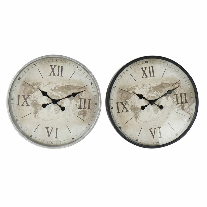 Horloge Murale DKD Home Decor Verre Beige Marron Fer Mappemonde (50 x 5.5 x 50 cm) (2 pcs) - Acheter à 74,38 € seulement chez Co