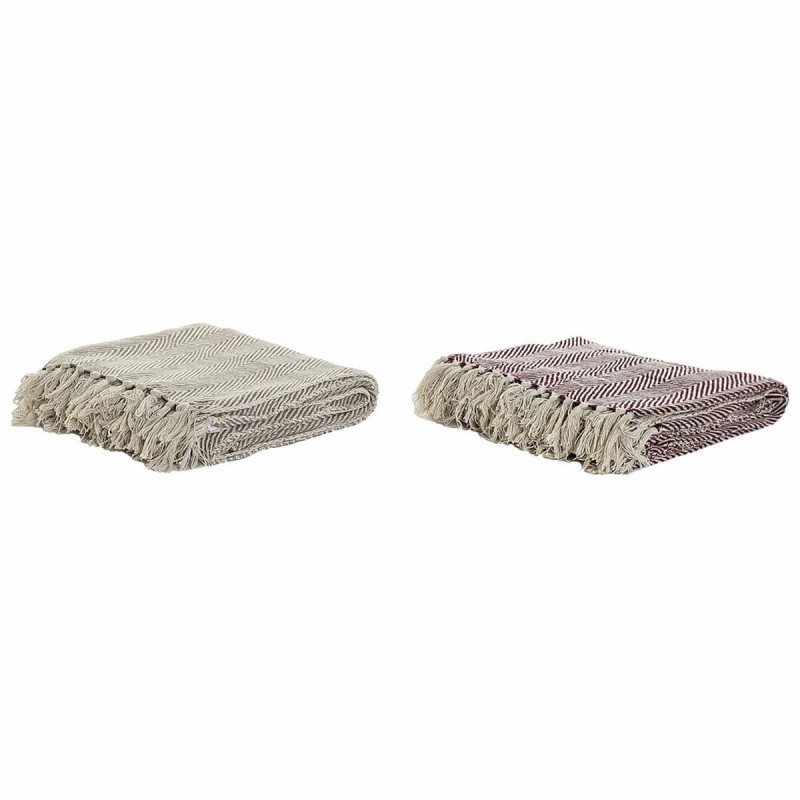 Couverture DKD Home Decor Coton Frange (150 x 200 x 1 cm) (2 pcs) - Acheter à 24,46 € seulement chez Collector's Boutique