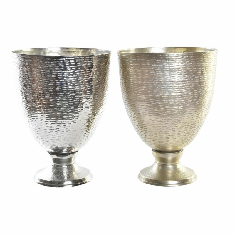 Vase DKD Home Decor Doré Verre Champagne Argenté Aluminium Moderne (22 x 22 x 29 cm) (2 Unités) - Acheter à 49,39 € seulement ch