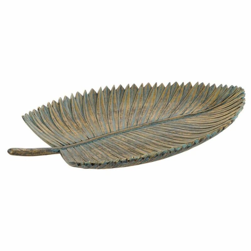 Centre de Table DKD Home Decor Gris Doré Résine Tropical Feuille d'une plante (39 x 23 x 5 cm) - Acheter à 23,64 € seulement che