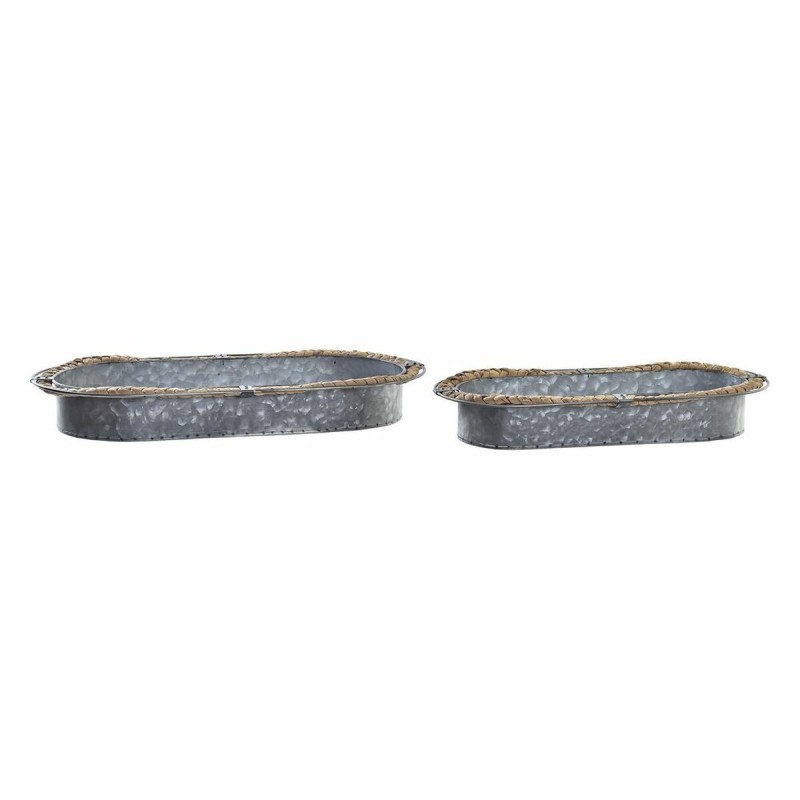 Centre de Table DKD Home Decor Gris Marron Fer Fibre (51 x 26 x 7 cm) - Acheter à 40,48 € seulement chez Collector's Boutique