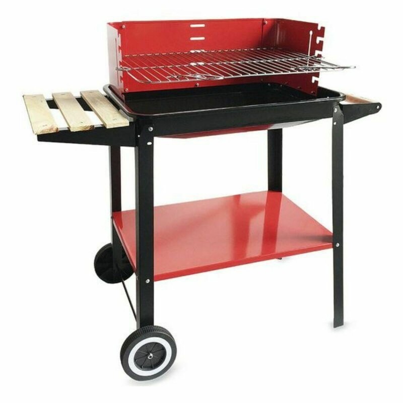 Roues de barbecue au charbon de bois Algon Noir Rouge (58 x 38 x 72 cm) Acier émaillé - Acheter à 53,42 € seulement chez Collect