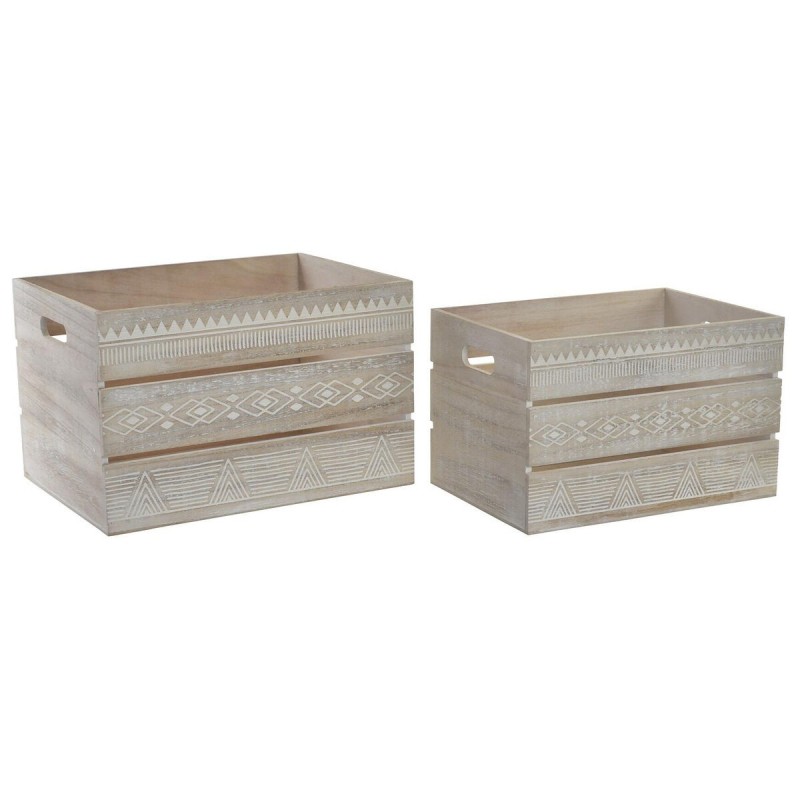 Set de boîtes décoratives DKD Home Decor Bois Boho (2 pcs) - Acheter à 50,22 € seulement chez Collector's Boutique