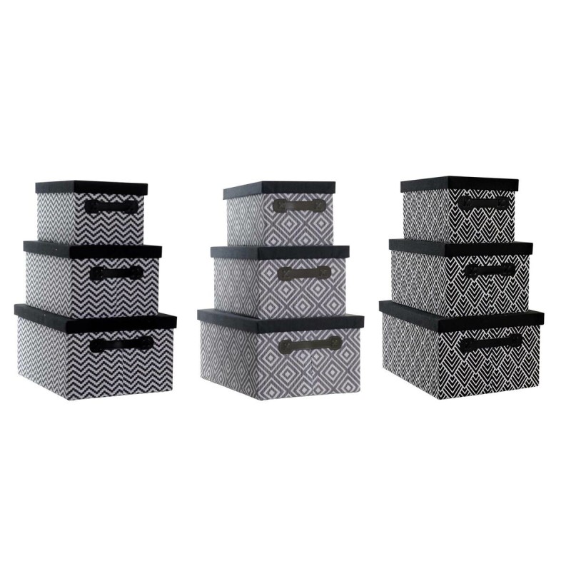 Jeu de Caisses de Rangement Empilables DKD Home Decor Noir Polyester (3 Unités) - Acheter à 87,80 € seulement chez Collector's B