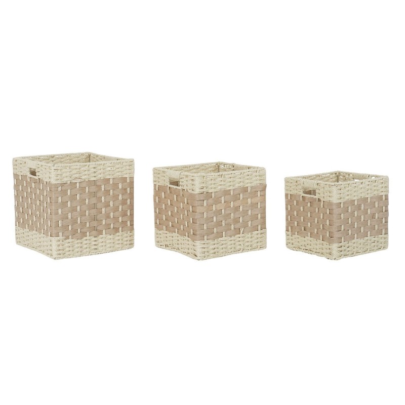 Set de basket DKD Home Decor Métal Fibre Cottage (30 x 30 x 30 cm) - Acheter à 55,08 € seulement chez Collector's Boutique