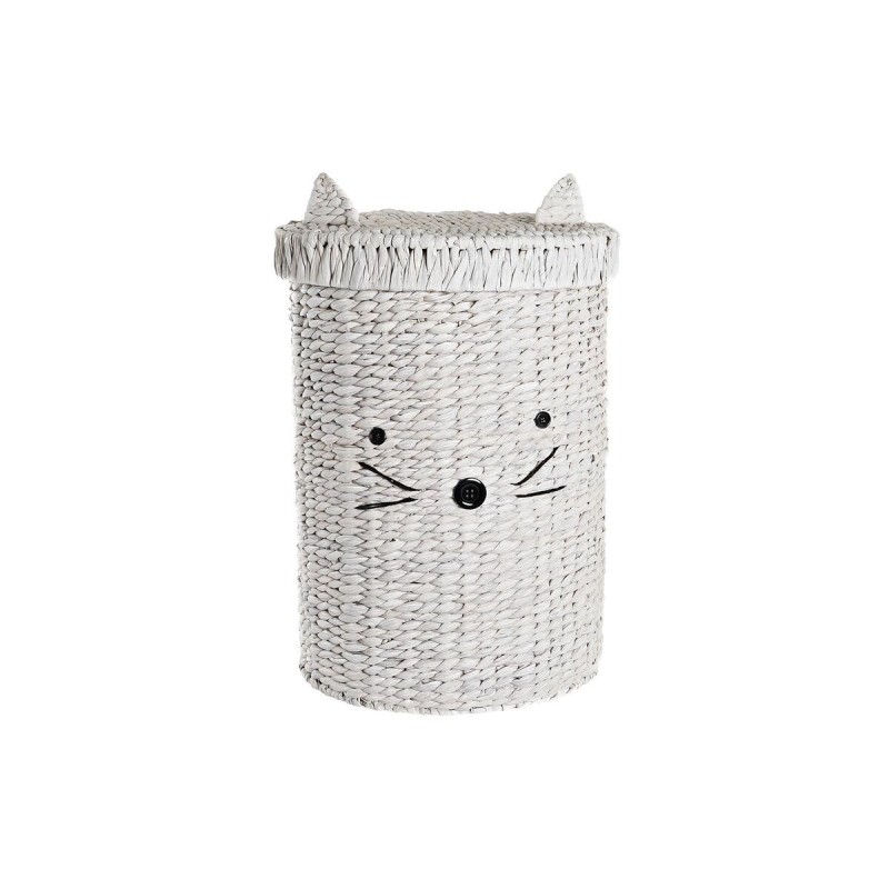 Panier à linge DKD Home Decor Blanc Enfant Fibre Chat (42 x 42 x 63 cm) - Acheter à 72,17 € seulement chez Collector's Boutique