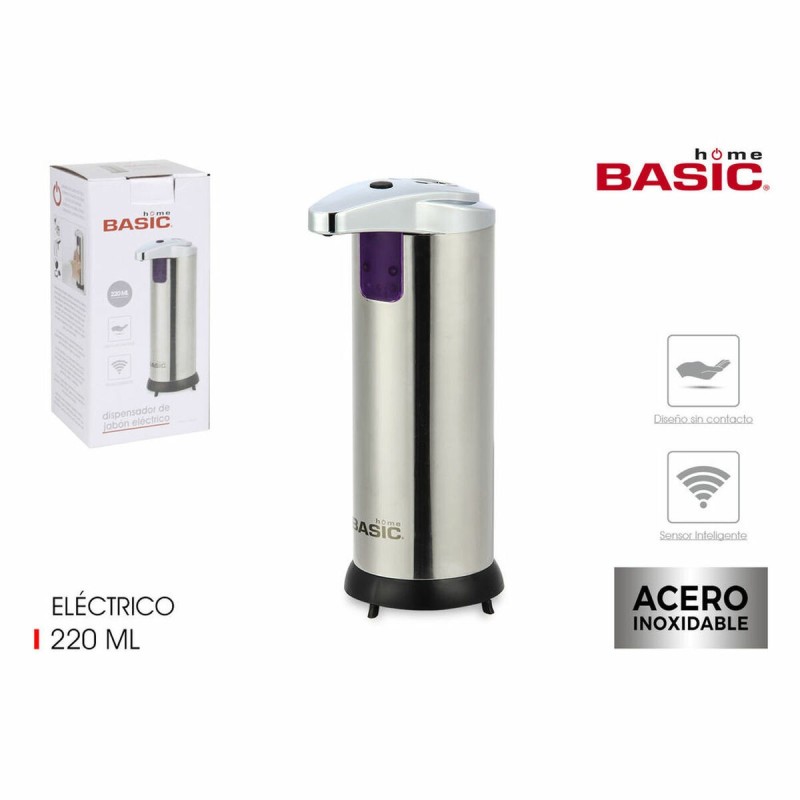 Distributeur automatique de savon avec capteur Basic Home Acier inoxydable (220 ml) (12 x 7 x 18,5 cm) - Acheter à 7,04 € seulem