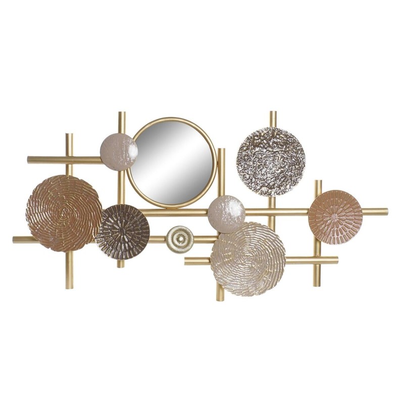 Décoration murale DKD Home Decor Miroir Beige Doré Métal Cercles (124,5 x 5,7 x 63,5 cm) - Acheter à 85,37 € seulement chez Coll