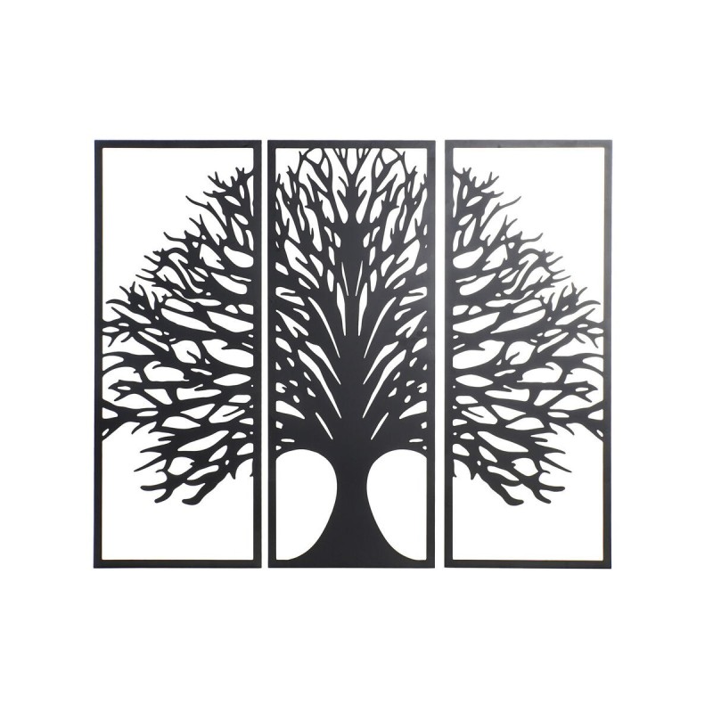 Décoration murale DKD Home Decor 3 Pièces Noir Arbre Métal (105 x 1,3 x 91 cm) (91 cm) - Acheter à 58,78 € seulement chez Collec