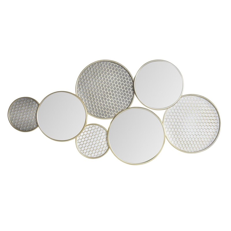 Décoration murale DKD Home Decor Miroir Gris Doré Métal Blanc Oriental Cercles (110 x 4 x 58 cm) - Acheter à 69,10 € seulement c