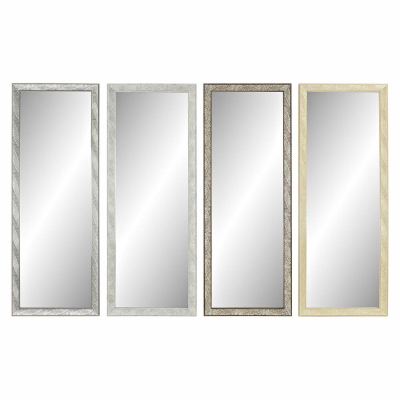 Miroir mural DKD Home Decor Verre Naturel Gris Marron Blanc PS 4 Unités Feuille d'une plante (36 x 2 x 95,5 cm) - Acheter à 70,7