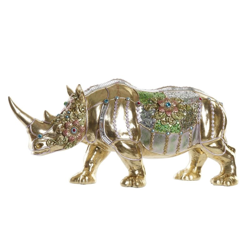 Figurine Décorative DKD Home Decor Doré Résine Multicouleur Rhinocéros (55 x 17,5 x 25 cm) - Acheter à 68,32 € seulement chez Co