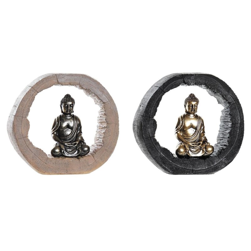 Figurine Décorative DKD Home Decor Noir Doré Buda Résine (20,8 x 6 x 18,5 cm) (2 Unités) - Acheter à 31,79 € seulement chez Coll