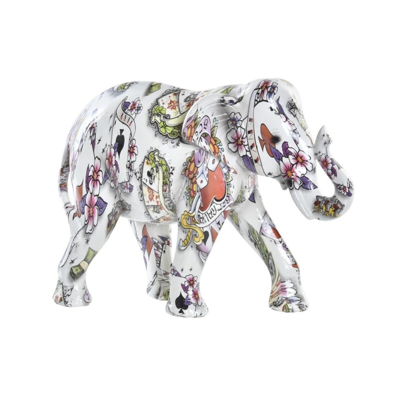 Figurine Décorative DKD Home Decor Eléphant Blanc Résine Multicouleur (23 x 9 x 17 cm) - Acheter à 20,46 € seulement chez Collec