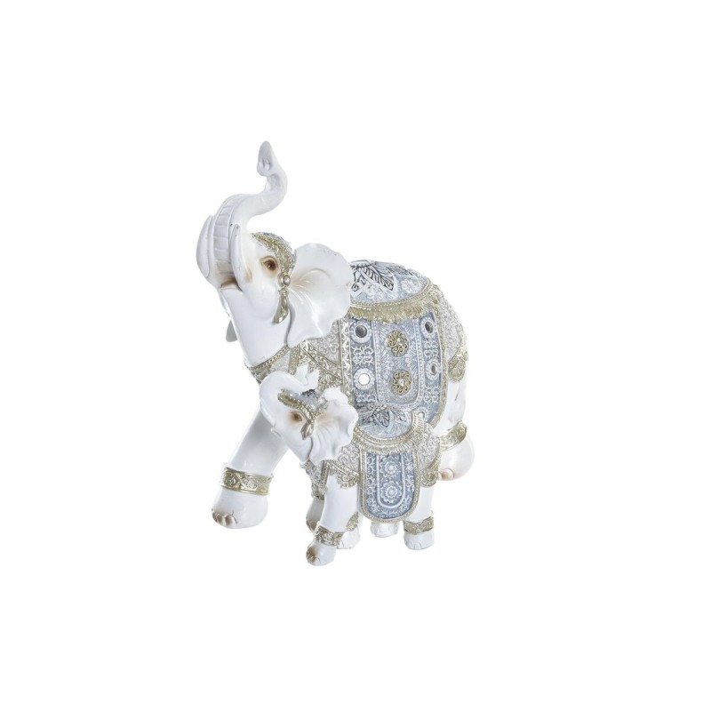 Figurine Décorative DKD Home Decor Eléphant Bleu Blanc Résine (17 x 10 x 19 cm) - Acheter à 21,08 € seulement chez Collector's B