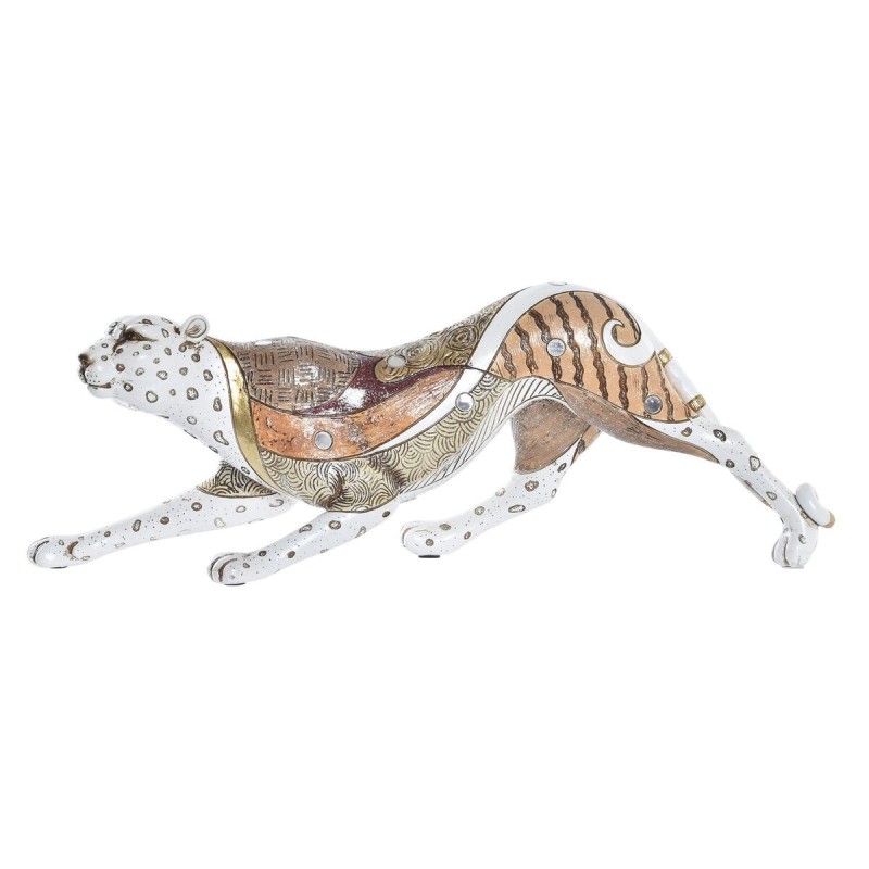 Figurine Décorative DKD Home Decor Orange Blanc Léopard Résine (37 x 10 x 13 cm) - Acheter à 23,59 € seulement chez Collector's 