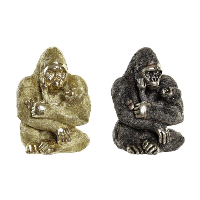 Figurine Décorative DKD Home Decor Argenté Doré Résine Gorille (22 x 23,5 x 31 cm) (2 Unités) - Acheter à 68,08 € seulement chez