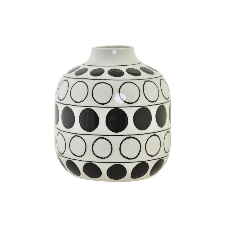 Vase DKD Home Decor Porcelaine Noir Blanc Moderne Cercles (16 x 16 x 18 cm) - Acheter à 21,29 € seulement chez Collector's Bouti