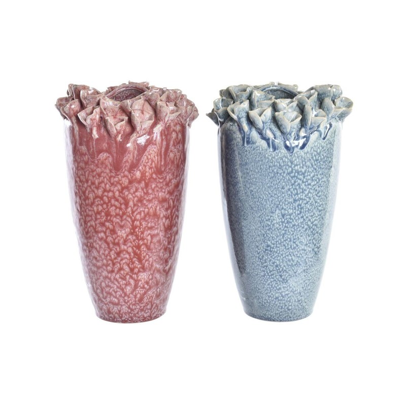 Vase DKD Home Decor Rose Turquoise Grès Moderne (20 x 20 x 30,5 cm) (2 Unités) - Acheter à 70,75 € seulement chez Collector's Bo