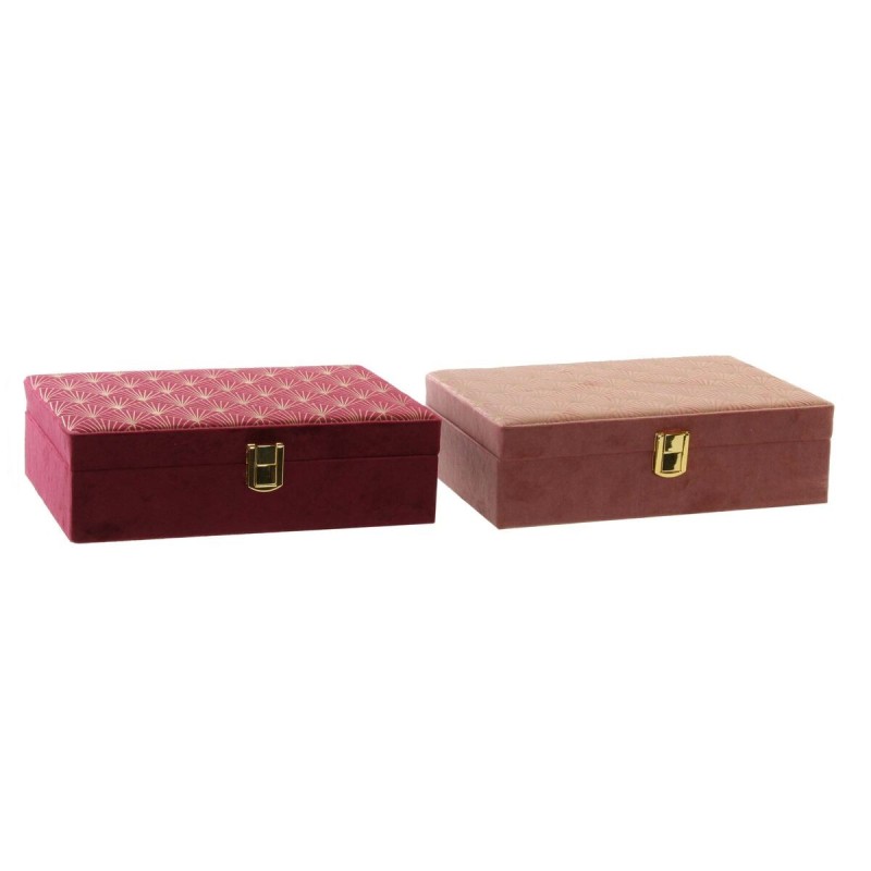 Boîte à bijoux DKD Home Decor Bois Polyester (2 Unités) (24 x 16 x 7 cm) - Acheter à 27,34 € seulement chez Collector's Boutique