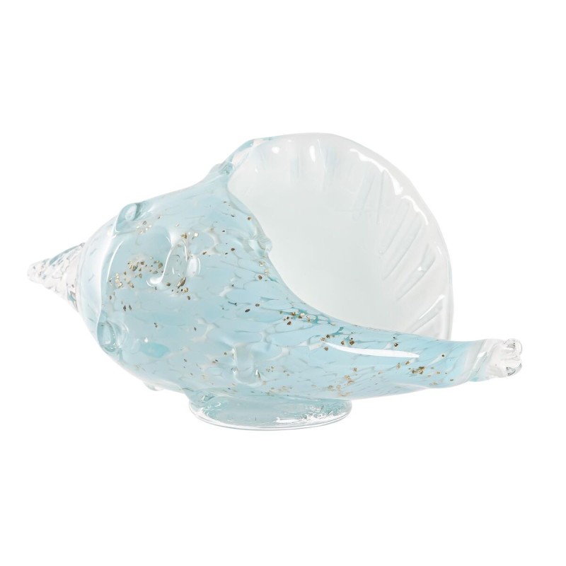 Figurine Décorative DKD Home Decor Bleu Perlé Verre Conque (26 x 11 x 13 cm) - Acheter à 25,92 € seulement chez Collector's Bout