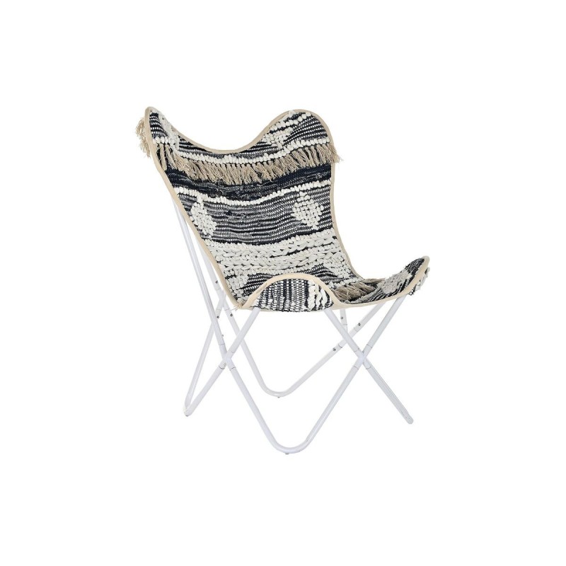 Chaise de jardin DKD Home Decor Noir Coton Blanc Fer (74 x 65 x 90 cm) - Acheter à 109,21 € seulement chez Collector's Boutique