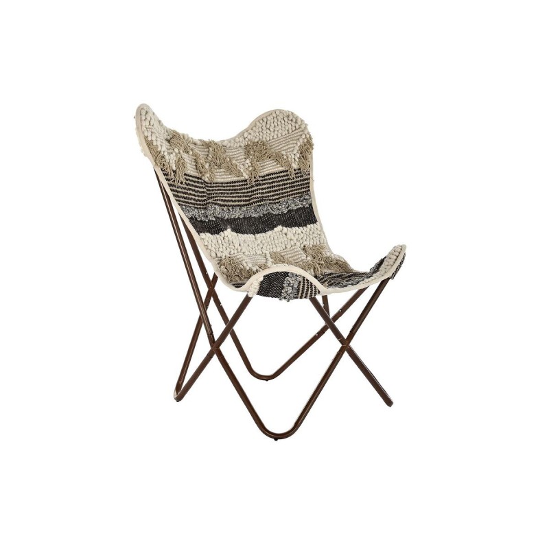 Chaise de jardin DKD Home Decor Noir Marron Coton Fer (74 x 65 x 90 cm) - Acheter à 109,21 € seulement chez Collector's Boutique