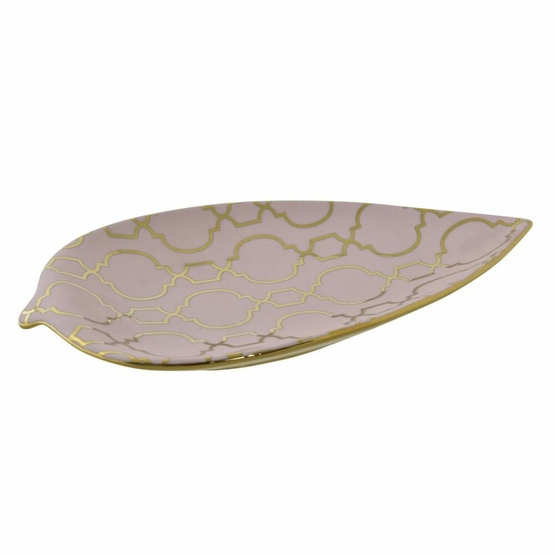 Centre de Table DKD Home Decor Porcelaine Rose Doré Oriental Feuille d'une plante (27,5 x 16 x 3 cm) - Acheter à 21,64 € seuleme