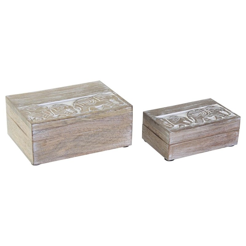 Set de boîtes décoratives DKD Home Decor Eléphant Bois de manguier (18 x 13 x 8 cm) - Acheter à 17,88 € seulement chez Collector