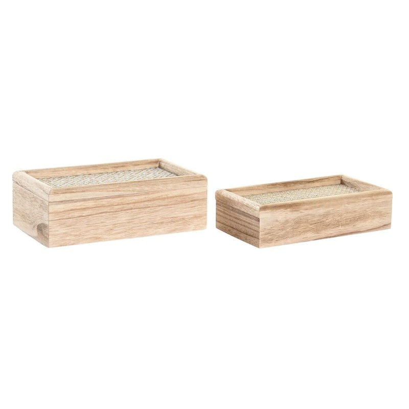 Set de boîtes décoratives DKD Home Decor Naturel MDF (24 x 14 x 8 cm) - Acheter à 17,83 € seulement chez Collector's Boutique