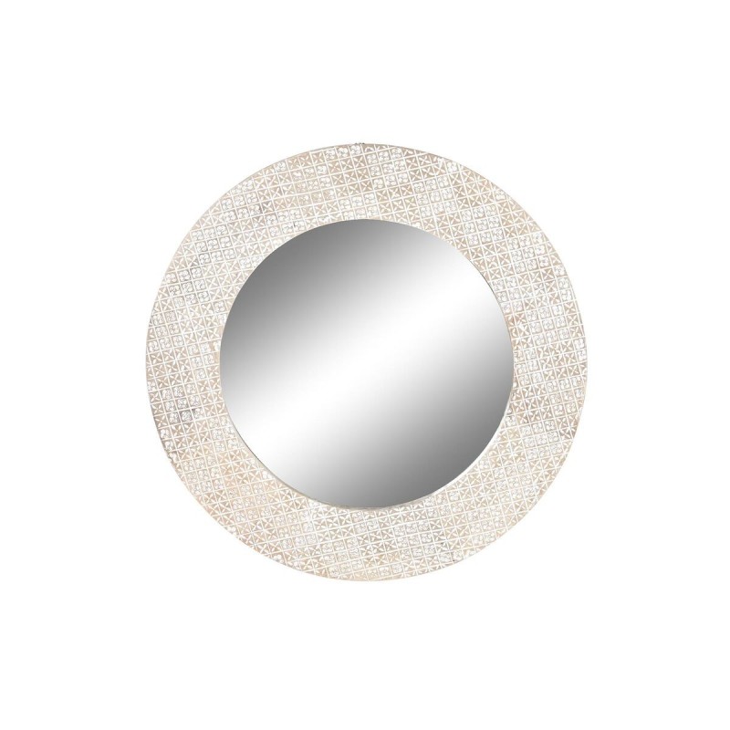 Miroir mural DKD Home Decor Verre Blanc Mandala Bois de manguier Bois MDF Décapé (76 x 4 x 76 cm) - Acheter à 81,35 € seulement 