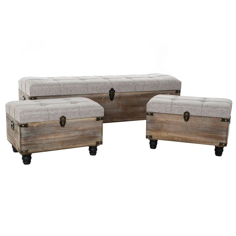 Banquette DKD Home Decor   Noir Gris Bois Marron Polyester (120 x 40 x 42 cm) - Acheter à 218,36 € seulement chez Collector's Bo