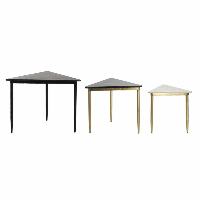 Set de 3 Tables Gigognes DKD Home Decor Noir Doré Métal Blanc Vert Marbre Moderne (68 x 46,5 x 53 cm) (3 Unités) - Acheter à 205