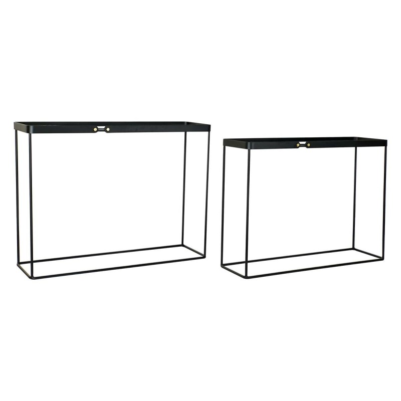 Console DKD Home Decor Verre Noir Métal (107,5 x 32,5 x 80,5 cm) (2 Unités) - Acheter à 245,26 € seulement chez Collector's Bout