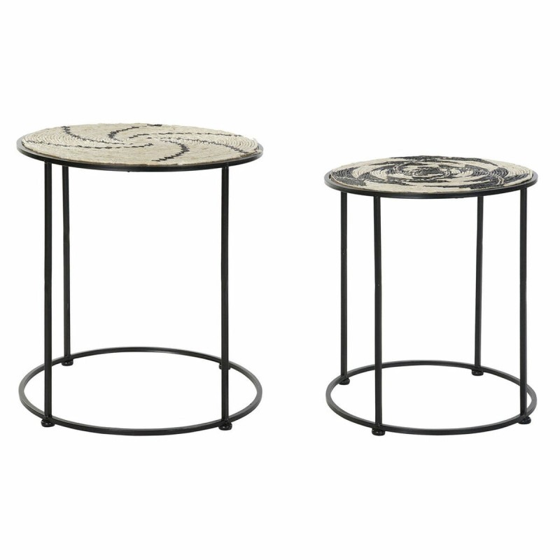 Set de 2 Tables Gigognes DKD Home Decor Naturel Noir Colonial Fer (2 pcs) (46 x 46 x 51 cm) - Acheter à 89,93 € seulement chez C