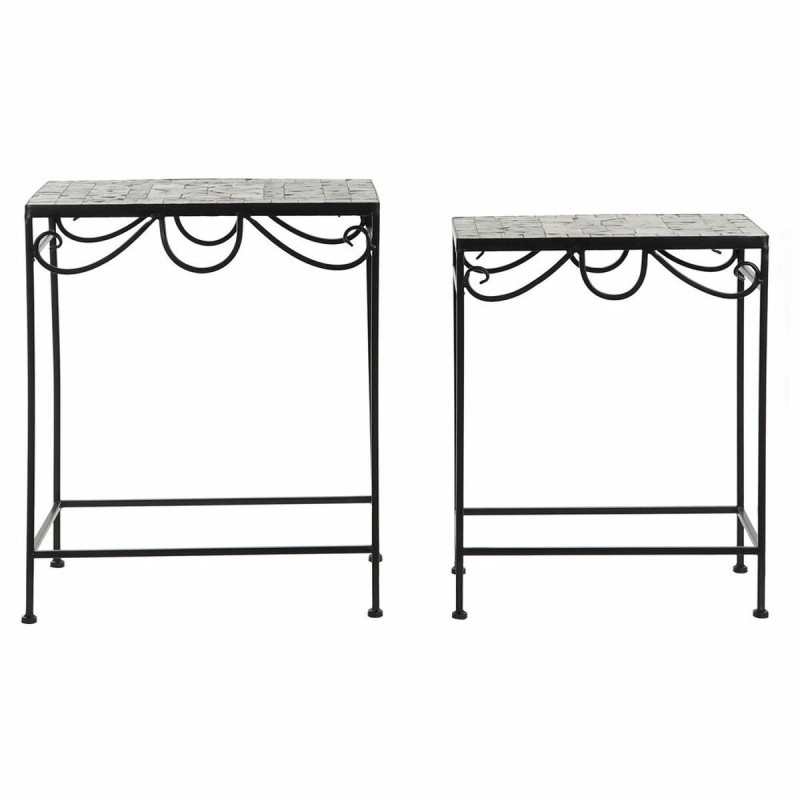 Jeu de 2 tables DKD Home Decor Céramique Noir Multicouleur Forge (2 pcs) (48 x 30 x 58 cm) - Acheter à 75,30 € seulement chez Co