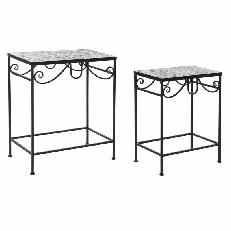 Jeu de 2 tables DKD Home Decor Céramique Noir Multicouleur Forge (2 Pièces) (48 x 30 x 58 cm) - Acheter à 75,30 € seulement chez