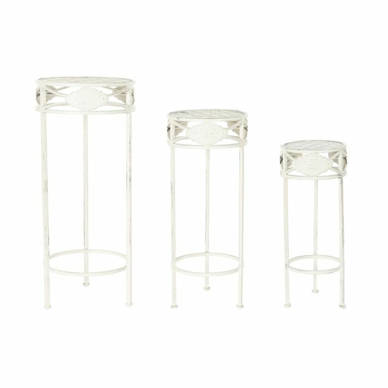 Jeu de 3 tables DKD Home Decor Métal Blanc (30,5 x 30,5 x 70 cm) (3 pcs) - Acheter à 63,44 € seulement chez Collector's Boutique