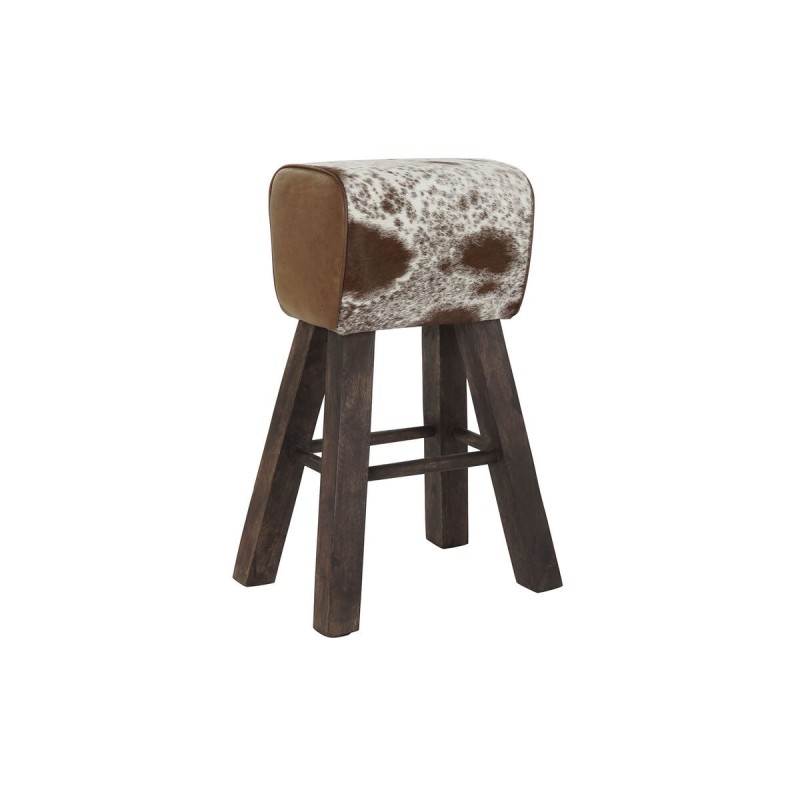 Tabouret DKD Home Decor Noir Bois Marron Cuir Blanc (50 x 35 x 75 cm) - Acheter à 143,44 € seulement chez Collector's Boutique