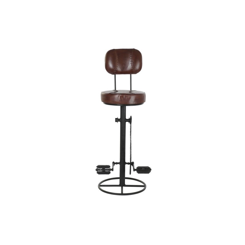 Tabouret DKD Home Decor Noir Métal Marron Cuir (45 x 46 x 118 cm) - Acheter à 177,19 € seulement chez Collector's Boutique